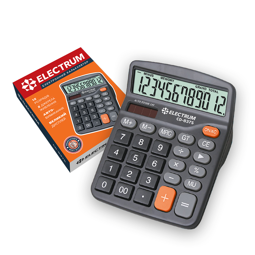 Калькулятор електронний ELECTRUM CD-837S 12-розрядний